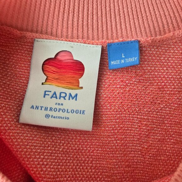 Farm Rio X Anthropologie Sweater Large Coral Paisley Floral Pullover Artsy Top - Picture 8 of 12